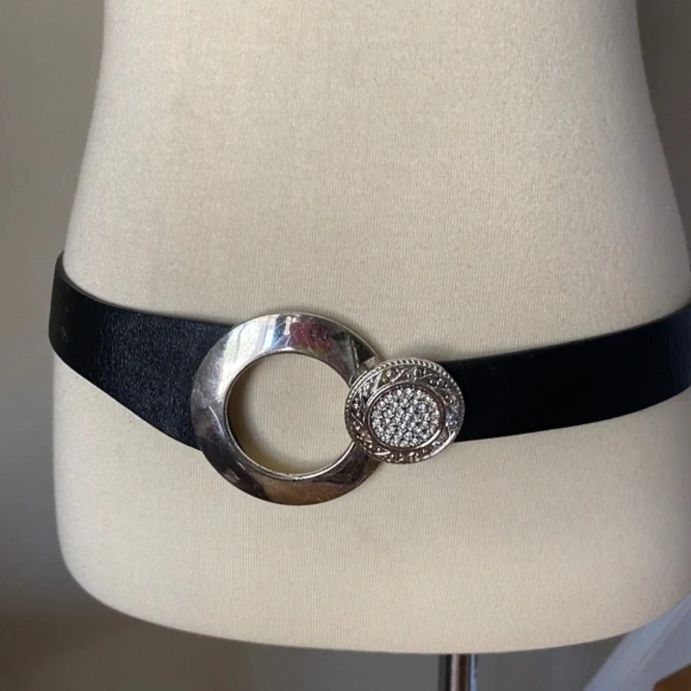 Chico's Black and Silver Embellished Belt Small